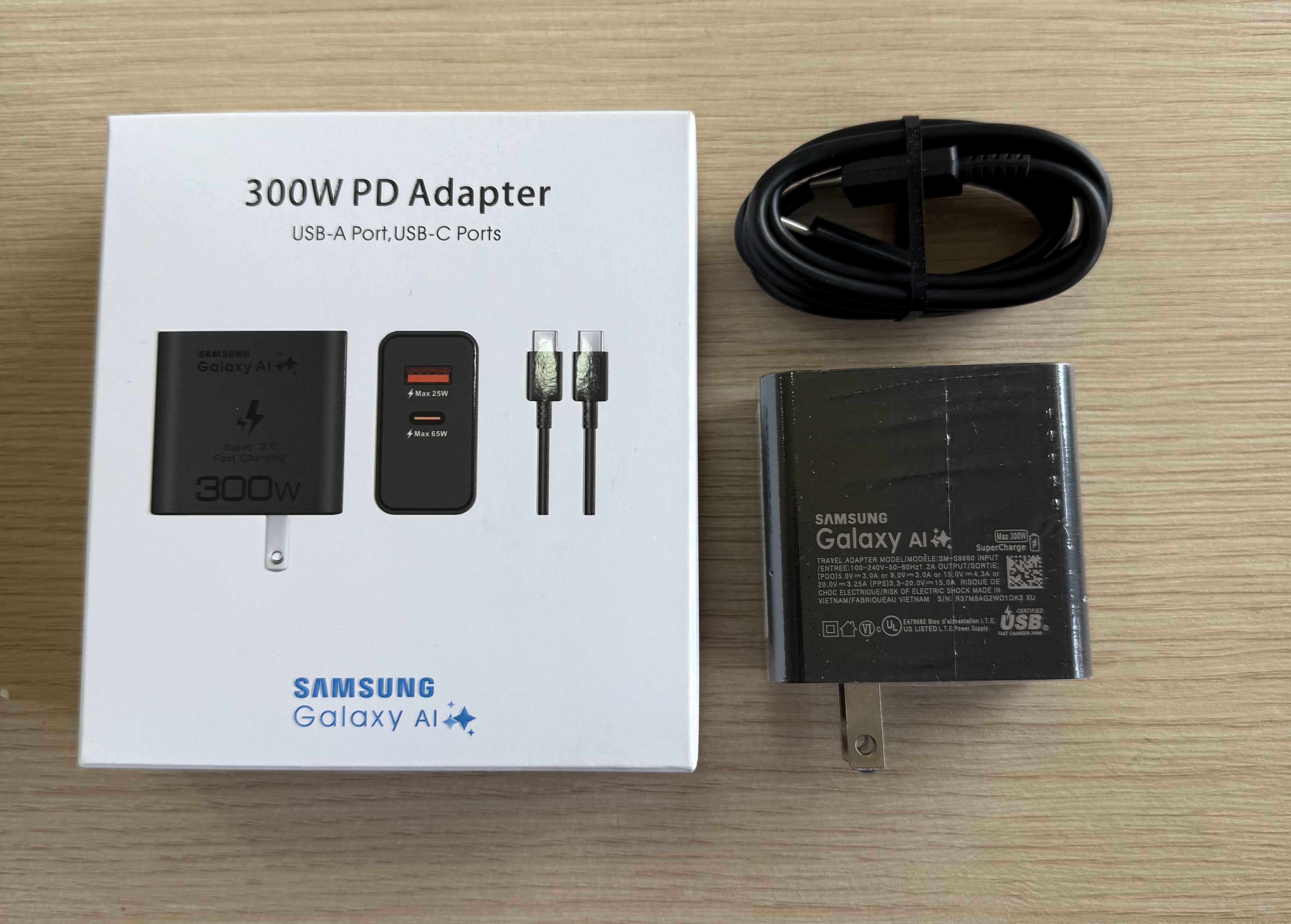 Cargador Samsung tipo C y USB 300W